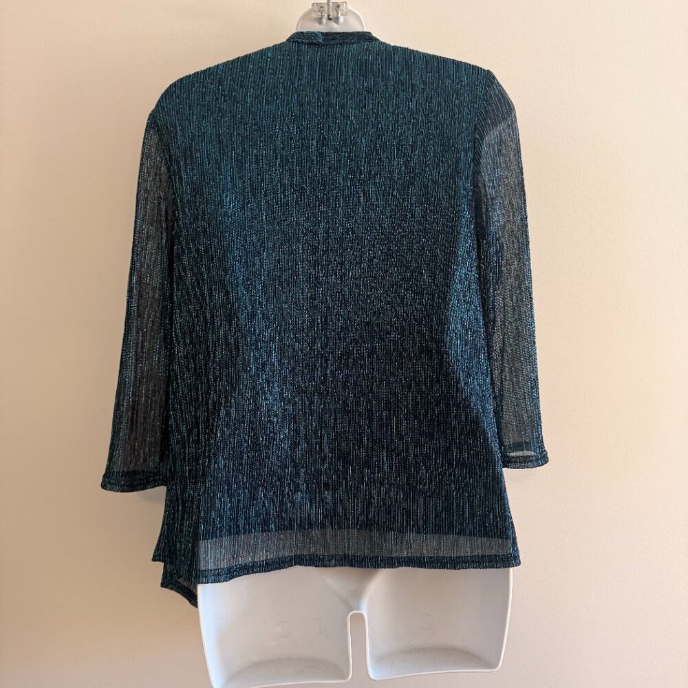 R&M Collection Teal Shimmer Sheer Overlay Top | S - Picture 5 of 13